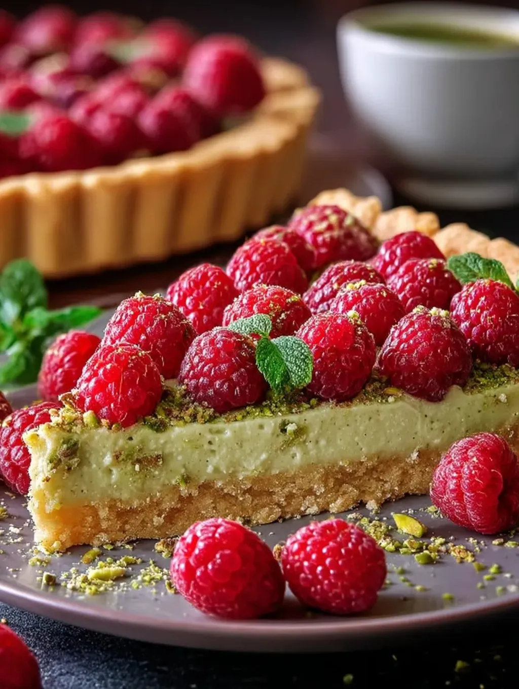 Tarta pistacjowa z malinami przepis